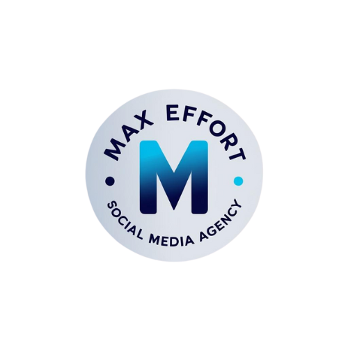 Max Effort Social Media Agency logo featuring a bold blue gradient ‘M’ inside a circular badge.
